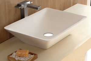 countertop washbasin / rectangular / composite / marble