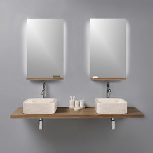 countertop hand basin / square / stone / commercial