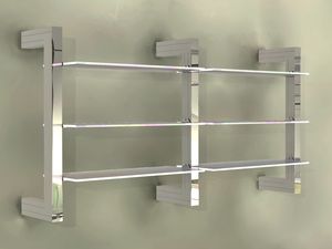 wall-mounted shelf / contemporary / wooden / stainless steel