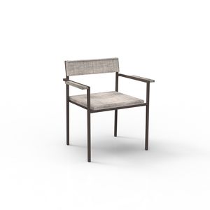 contemporary chair / with armrests / stackable / fabric
