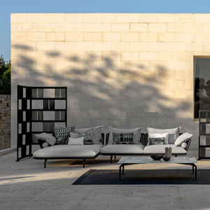 contemporary pouf / fabric / aluminum / square