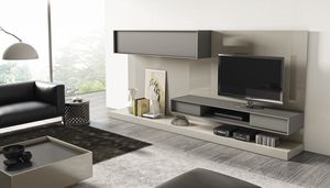contemporary multimedia cabinet / modular / lacquered wood
