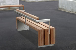 public bench / contemporary / wooden / stainless steel
