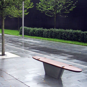 public bench / contemporary / wooden / stainless steel
