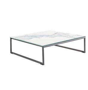 contemporary coffee table / ceramic / marble / lacquered aluminum base