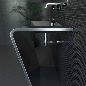 free-standing washbasin / rectangular / stainless steel / original design