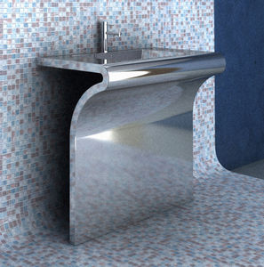 free-standing washbasin / rectangular / stainless steel / original design
