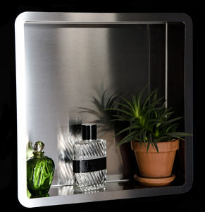 wall-mounted shelf / contemporary / stainless steel / bathroom