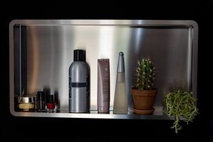 wall-mounted shelf / contemporary / stainless steel / bathroom