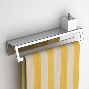1-bar towel rack / wall-mounted / stainless steel / with soap dish