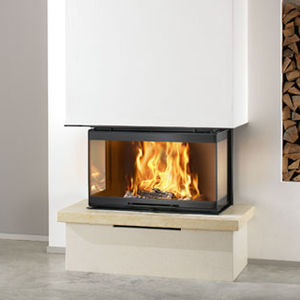 contemporary fireplace surround / marble / 3-sided