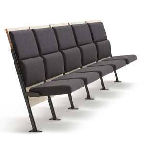 folding auditorium seat / upholstered / central base / fabric
