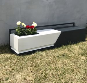 public bench / contemporary / steel / with integrated planter