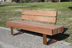 public bench / traditional / wooden / with backrest
