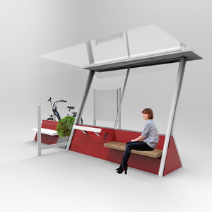 glass bus shelter / steel / smart / wi-fi