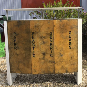 public trash can / steel / galvanized steel / contemporary