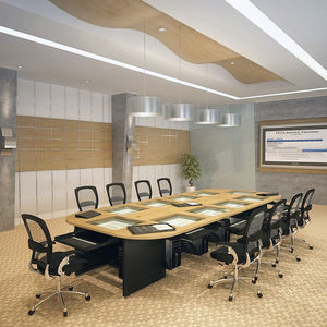 contemporary conference table / wooden / tempered glass / rectangular