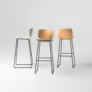 Contemporary bar chair - LEA - INCLASS - wooden / fabric / steel base