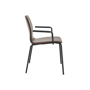 contemporary visitor chair / with armrests / stackable / leather
