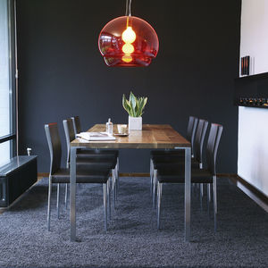 contemporary table / steel / stainless steel base / steel base