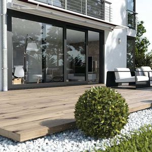 lift-and-slide patio door / aluminum / triple-glazed / thermally-insulated