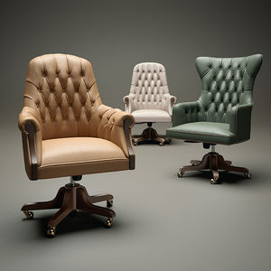 Chesterfield executive chair / leather / wooden / on casters