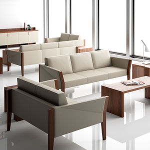 contemporary sofa / leather / wooden / commercial