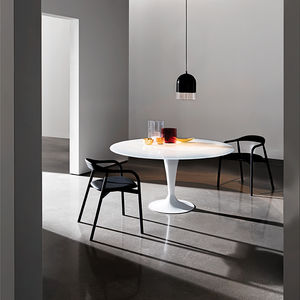 contemporary dining table / wooden / tempered glass / lacquered glass