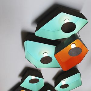 contemporary ceiling light / lacquered steel / fabric / LED