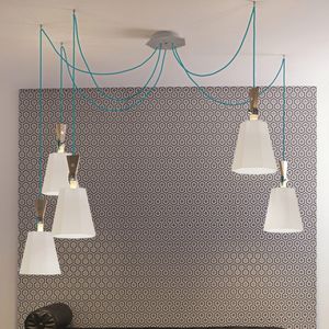 contemporary chandelier / cast aluminum / fabric / beech