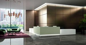 modular reception desk / corner / glass / melamine