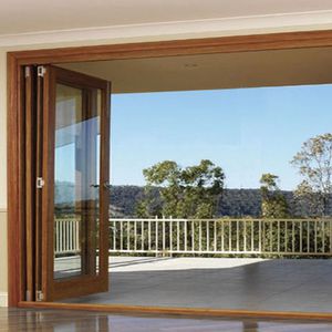 bi-folding patio door / wooden / double-glazed / security