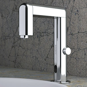 washbasin mixer tap / chromed metal / electronic / bathroom