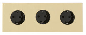 power socket / triple / wall-mounted / brass