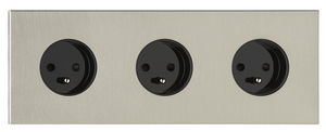 power socket / triple / wall-mounted / metal