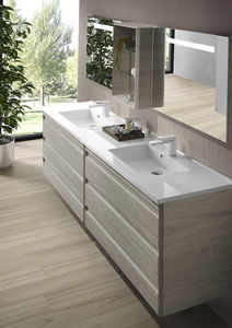 double washbasin cabinet / wall-mounted / walnut / contemporary