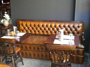 Chesterfield upholstered bistro bench