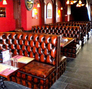 traditional upholstered bistro bench