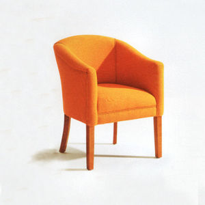 contemporary visitor chair / with armrests / upholstered / leather