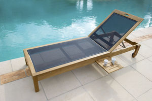 contemporary sun lounger / teak / garden