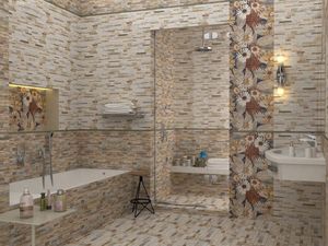 bathroom tiles / wall / ceramic / nature pattern
