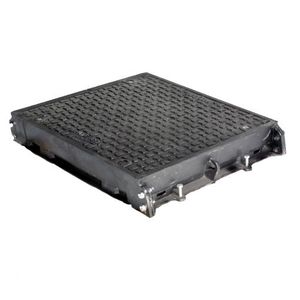cast iron manhole cover / square / with built-in lid