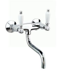 wall-mounted double-handle mixer tap / chromed metal / kitchen / 2-hole