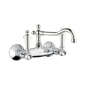 wall-mounted double-handle mixer tap / chromed metal / Swarovski® crystal / kitchen