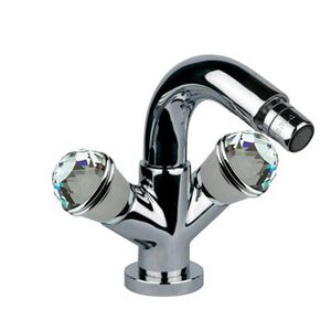 double-handle bidet mixer tap / free-standing / chromed metal / Swarovski® crystal