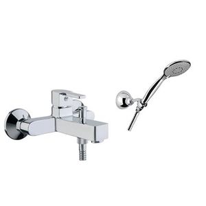 bathtub mixer tap / wall-mounted / chromed metal / bathroom