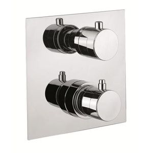 double-handle shower mixer tap / built-in / chromed metal / thermostatic