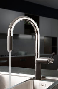 chromed metal mixer tap / nickel / kitchen / 1-hole