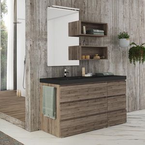 free-standing washbasin cabinet / oak / resin / contemporary