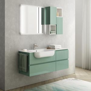 wall-hung washbasin cabinet / wooden / resin / contemporary